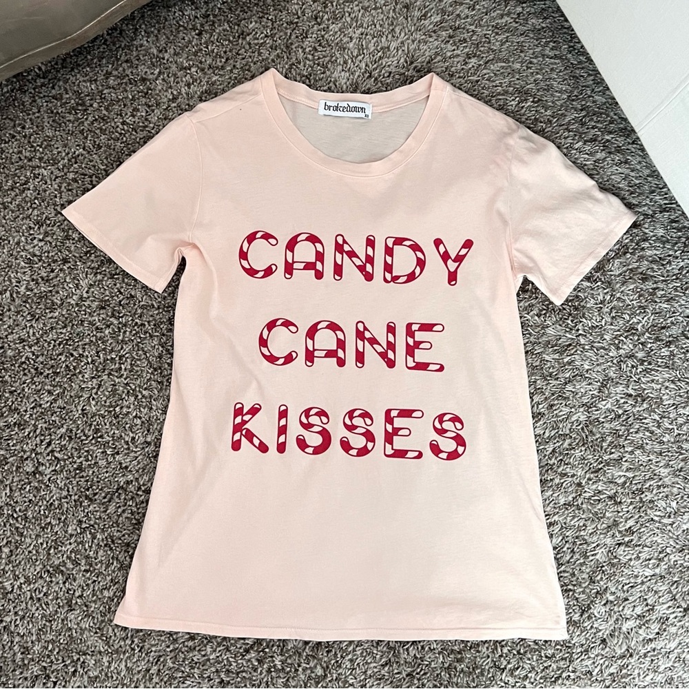 Brokedown Clothing Candy Cane Kisses Tee Size XS